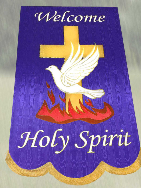 Welcome Holy Spirit 2021 with dove, cross, and flames